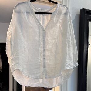 Velvet by Graham & Spencer White Linen Button-Down Blouse